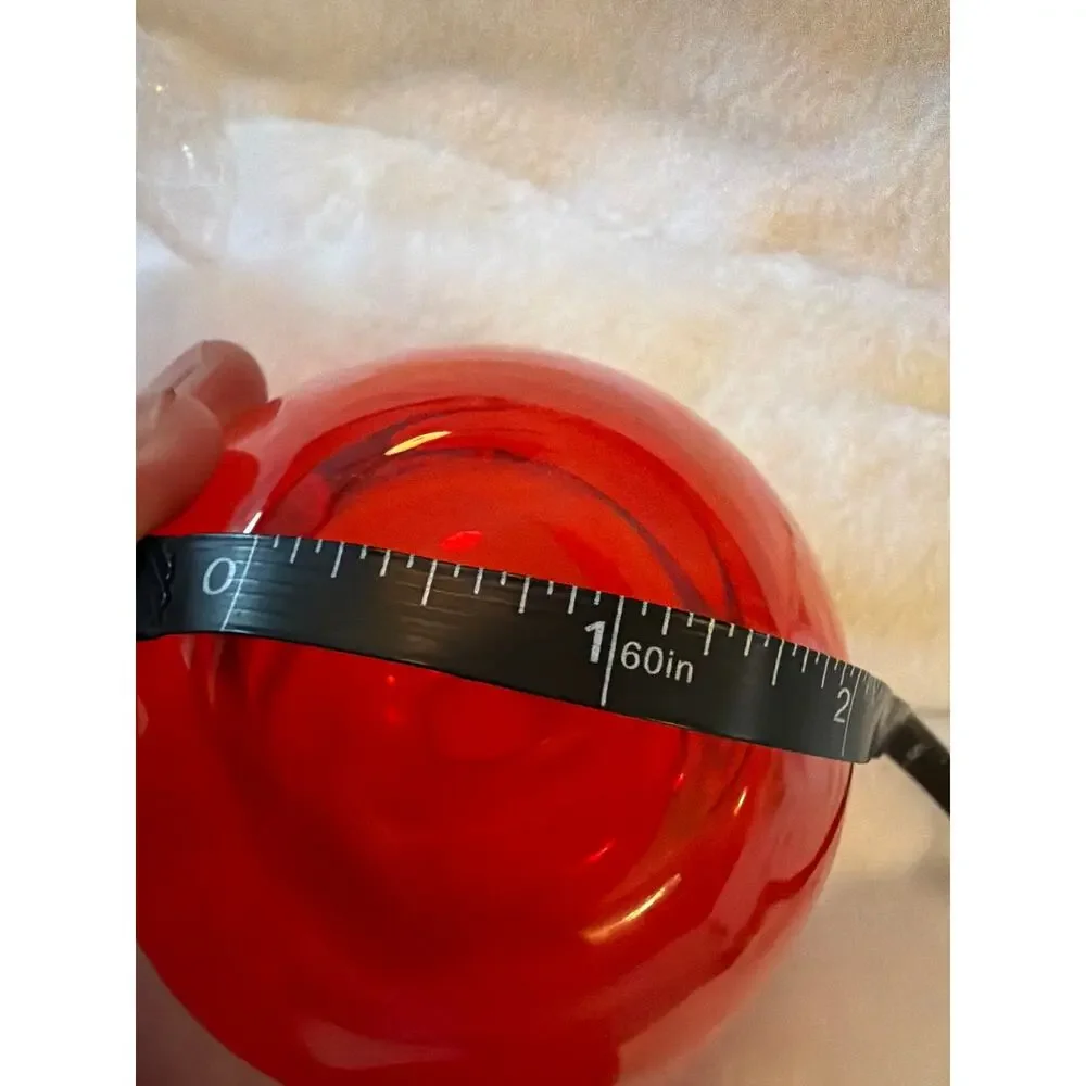 MCM Unsigned Art Glass Amberina Red Orange Ovoid Vase Rounded Heavy 5